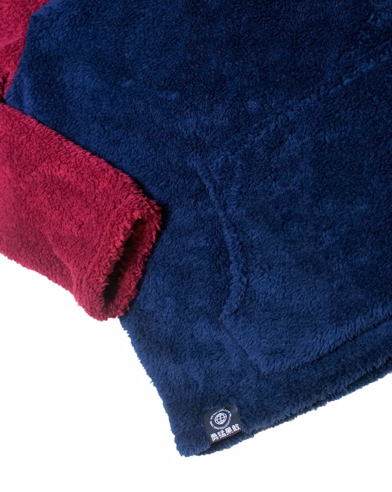 BAD BOY Sherpa Fleece Hoodie-Navy/red